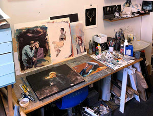 I atelieret hos billedkunstner Alf Christian Hvaring