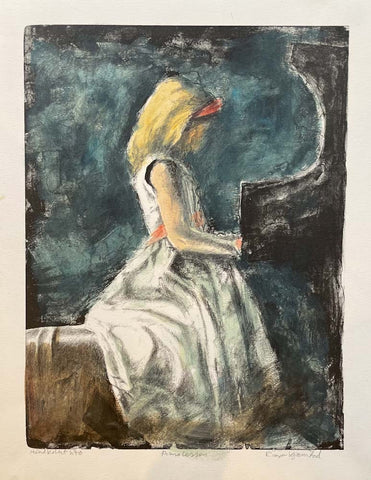 Piano lesson - litografi av Roar Kjærnstad | Neo galleri