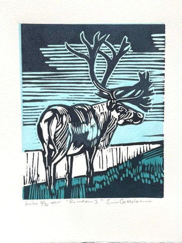 Reindeer I-  Linosnitt av Elin Gabrielsen | Neo galleri