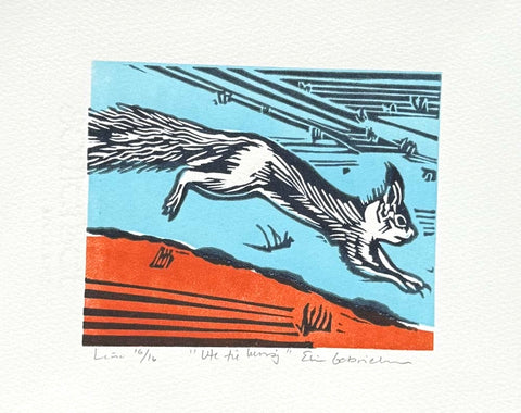 Ute til lunsj - Linosnitt av Elin Gabrielsen | Neo galleri