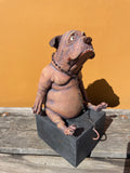 Mellomstor hund på sokkel (OM87)