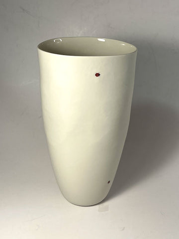Vase m/blader/marihøne