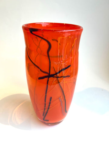 Rødoransj Vase - Glasskunst